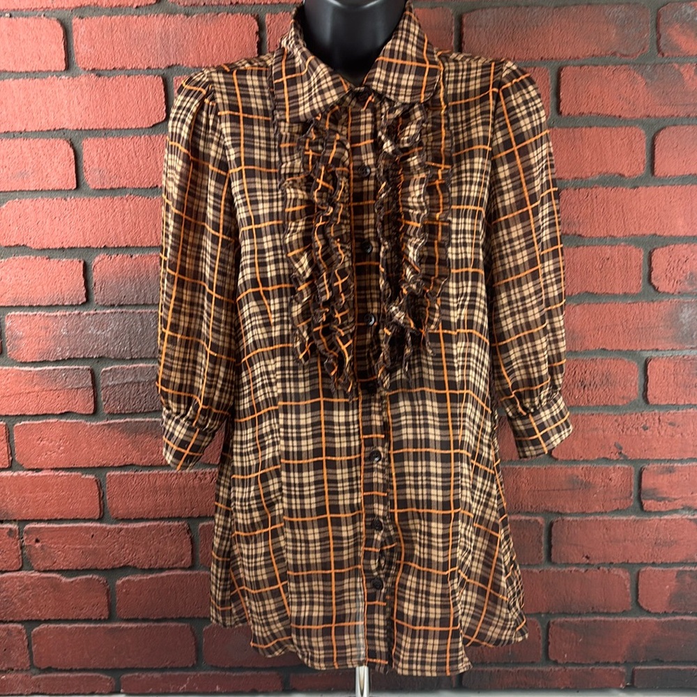 Antilia Femme Shirt Womens Small Plaid‎ Button Down